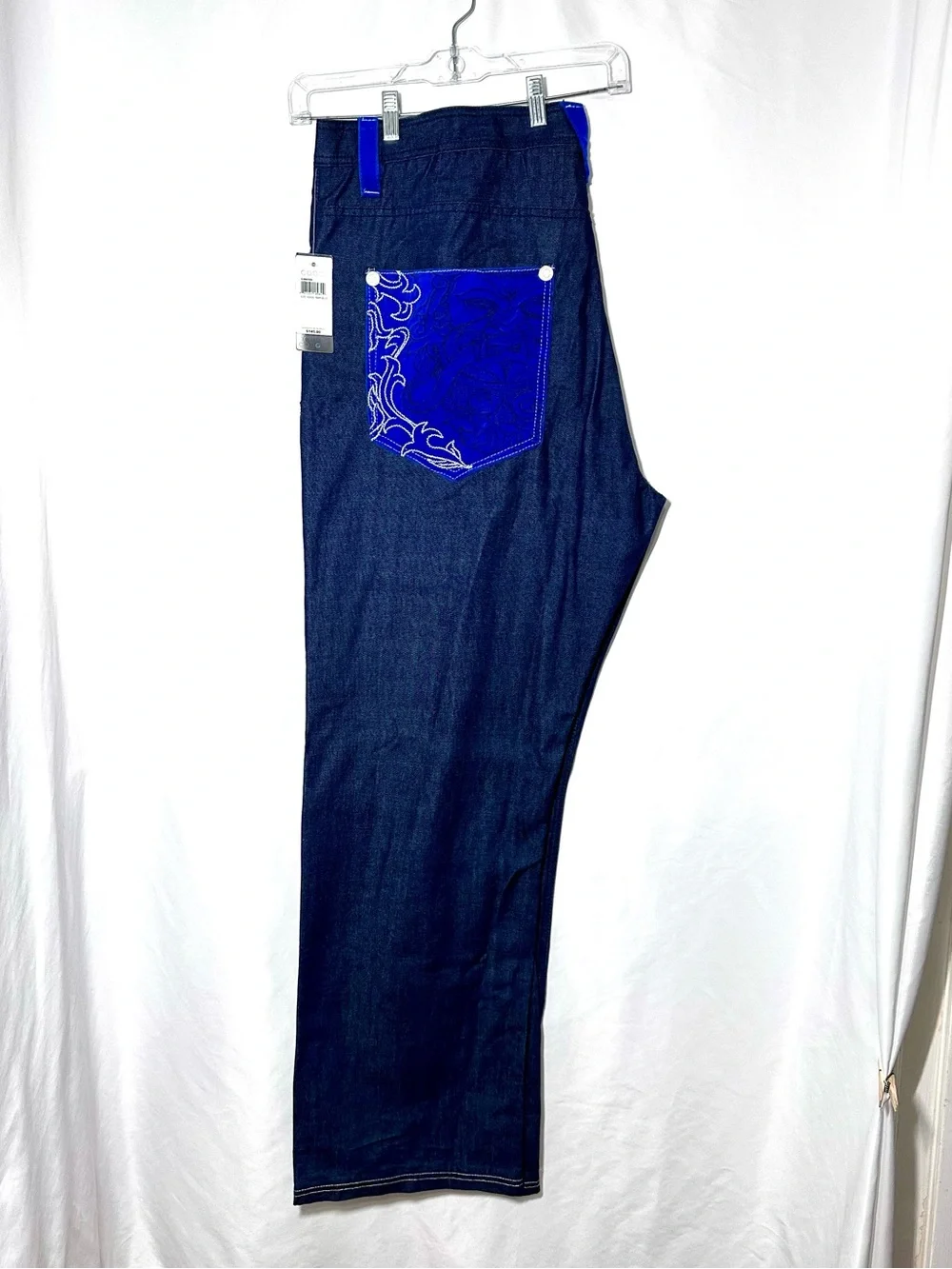 NWT Vintage Coogi Jeans Baggy Y2K Embroidered Velour Pocket 42x35 Deadstock